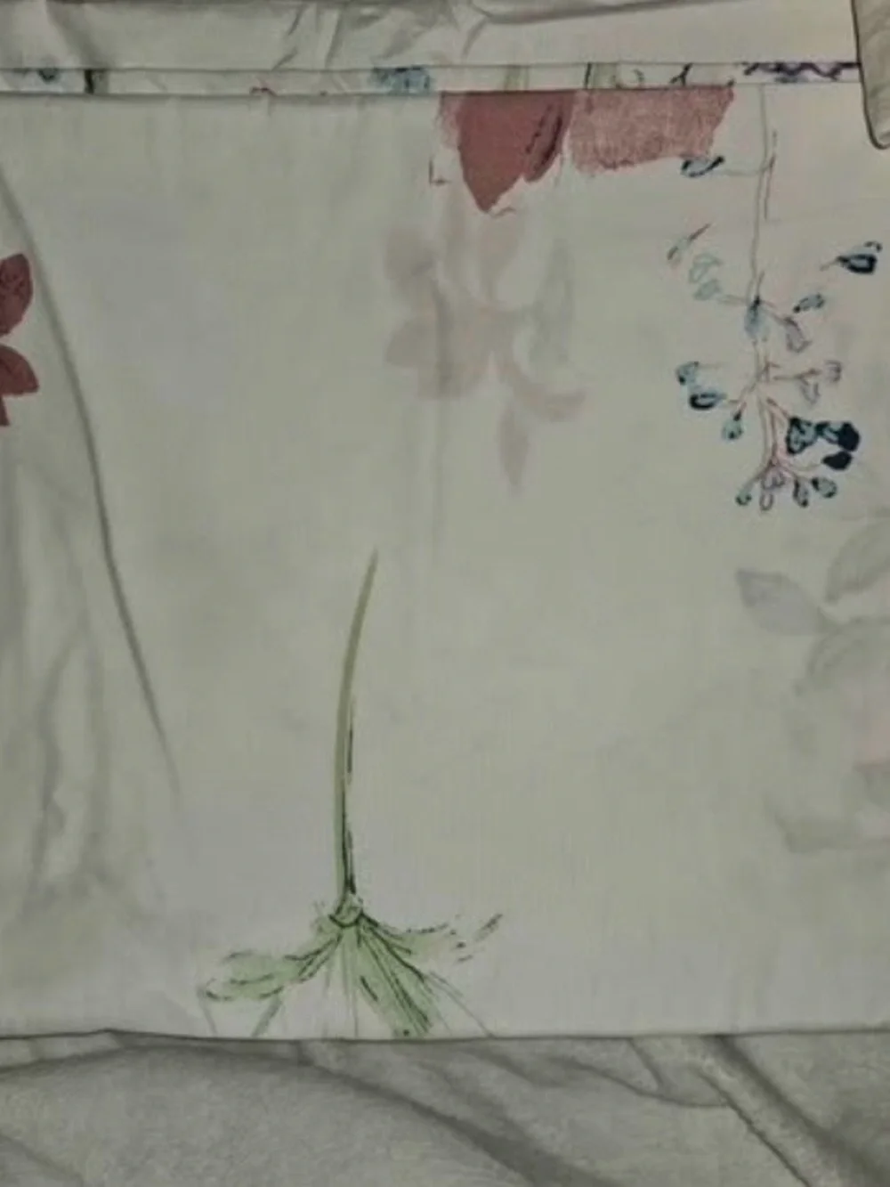 Cotton Floral Pillow Sham - White with Pink Blossoms